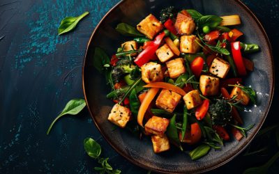 Bowl de Légumes Grillés et Tofu à la Méditerranéenne avec Sauce au Sésame